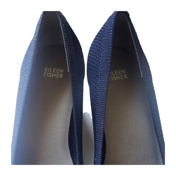 Sh121 Eileen Fisher Navy Blue Mesh Pumps Size 10 - Picture 5 of 11